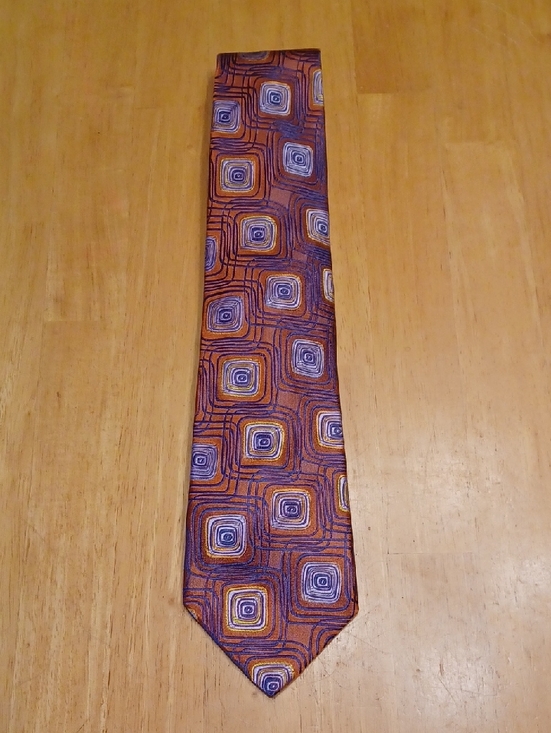 Dion Signature Other - Dion Signature Men's Geometric Orange and Purple 100% Silk Tie